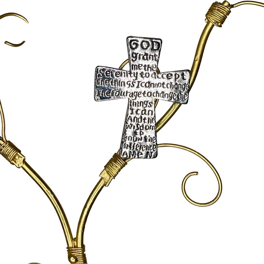 Serenity Prayer, Sterling Silver Cross Brooch Pin